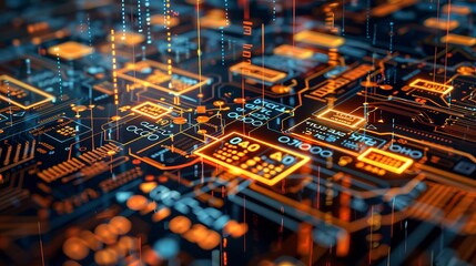 Versatile digital background for technology, ai, data encryption, and educational presentations