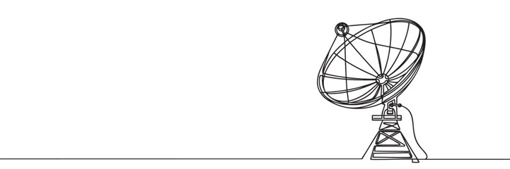 Continuous line drawing of satellite dish, tecnologi design, object one line single line art, vector illustration.