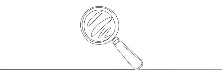 Magnifying Glass Continuous Line Icon, Continuous line drawing of magnifying glass. One line of magnifying glass.