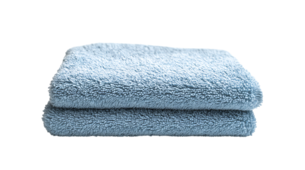 Soft blue microfiber cloths, folded neatly.