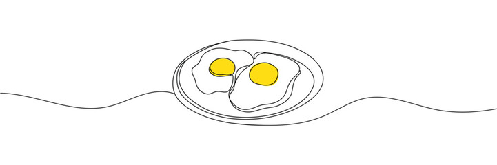 continous line drawing of egg, single line, food design, vector ilustration.