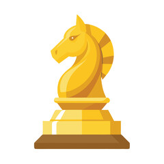 Golden Chess Horse Statue Vector Illustration ? Cartoon Clipart & Line Art Design.eps