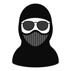 Knitted Black Ski Mask with Sunglasses Vector Illustration ? Cartoon, Clipart & Line Art Design 1.eps