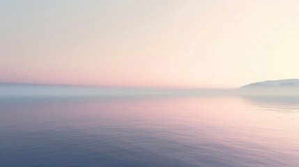 Fototapeta premium Misty Sunrise over Calm Waters: A Serene Landscape