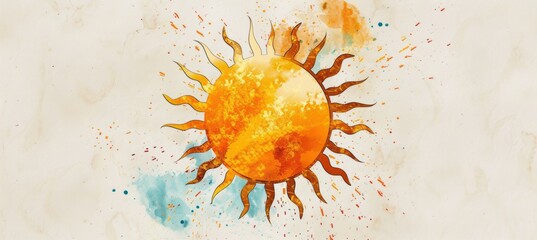 Circular Sunburst Logo with Watercolor Texture for Wellness and Holistic Health Branding