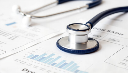 Stethoscope resting on medical chart, symbolizing diagnosis