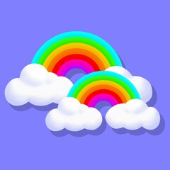 rainbow in clouds, rainbow, rainbow and clouds, rainbow illustration, cloud, blue background, rainbow in the sky, Lanscape, wallpaper, background, decoration, sky, sky element, rainbow design, blue