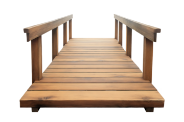 wooden bridge with rustic railings isolated png transparent cutout