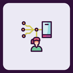 Abstract representation of digital networking and human connection icon