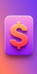 Obraz premium A sleek, modern green app icon with a 3D dollar sign. The glossy, rounded square design symbolizes finance, budgeting, and savings, ideal for financial applications.