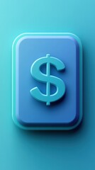 Fototapeta premium A sleek, modern green app icon with a 3D dollar sign. The glossy, rounded square design symbolizes finance, budgeting, and savings, ideal for financial applications.