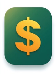 Obraz premium A sleek, modern green app icon with a 3D dollar sign. The glossy, rounded square design symbolizes finance, budgeting, and savings, ideal for financial applications.