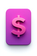 Obraz premium A sleek, modern green app icon with a 3D dollar sign. The glossy, rounded square design symbolizes finance, budgeting, and savings, ideal for financial applications.
