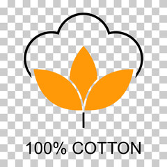 Cotton organic icon, clothing symbol natural symbol, web graphic vector illustration .