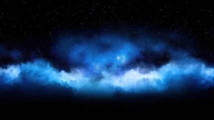 Obraz premium A mesmerizing cosmic scene featuring a deep blue haze contrasted against a starry night sky, perfect for backgrounds, digital designs, and astronomy-related projects,