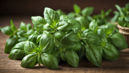 A Fresh Set of Basil Leaves for Culinary Delights and Aromatic Dishes