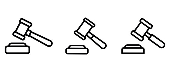 gavel outline or line icon design bundle.