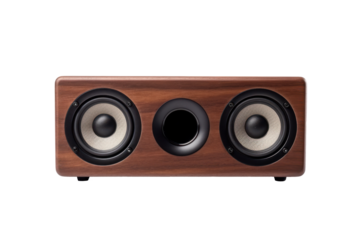 modern wooden speaker box isolated on white or transparent png