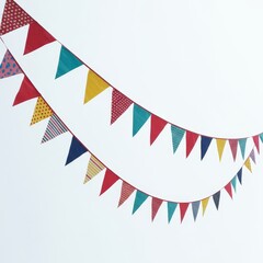 Obraz premium Festive Bunting Decoration - Colorful patterned triangle flags strung together, perfect for parties or celebrations