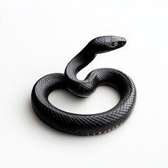A sleek black snake coiled elegantly, showcasing its smooth scales and piercing eyes.
