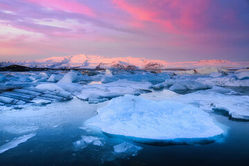 Famous jokulsarlon bay on Iceland