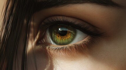 Close up of woman eye in process of scanning