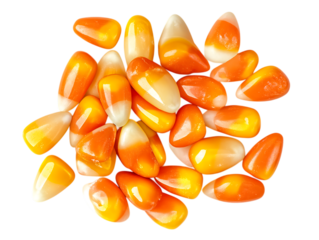Pile of candy corn kernels, Halloween treat.