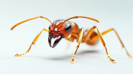 Fototapeta premium A close-up of a banded sugar ant on a white background. 