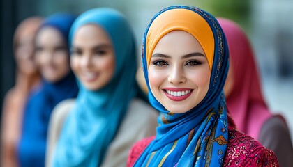 Smiling Muslim Women Outdoors