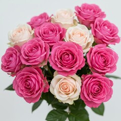 Obraz premium Lovely Pink and Peach Roses Bouquet - A beautiful bouquet of pink and peach roses, perfect for any occasion. These vibrant blooms make a stunning gift