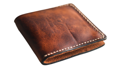 Brown leather wallet isolated on black background