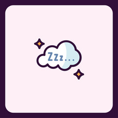 Stylized Sleepy Cloud Icon Representing Rest and Relaxation Concepts