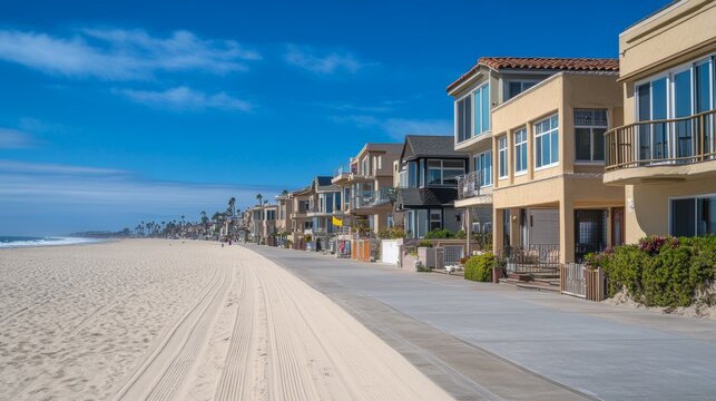 Beautiful homes and neighborhoods line the sunny beaches of Hermosa Beach, California.  Enjoy clear views and blue skies in this South Bay area.
