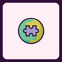 Concept of global unity teamwork and shared puzzle solution icon graphic