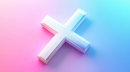 Obraz premium Abstract geometric composition with white cross on gradient background