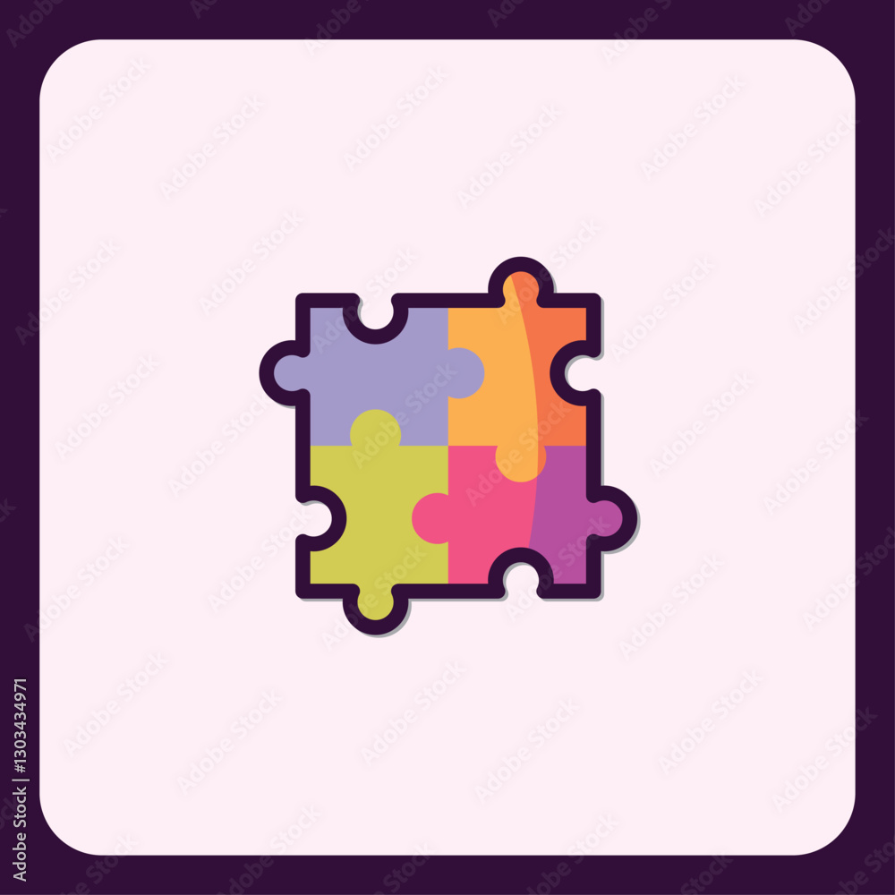 Poster colorful jigsaw puzzle icon representing unity and problem-solving