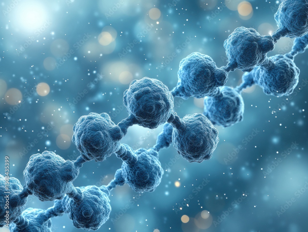 Poster 3D illustration of viruses and microbes in a laboratory setting.