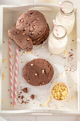 Tasty chocolate cookies as a sweet dessert.