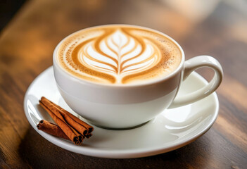 cup of cappuccino with cinnamon