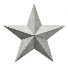 Obraz premium Sparkling Silver Star on White - A five-pointed silver star, glittering, festive, decorative, and symbolic of achievement. Represents hope, guidance, dreams, celebration and success