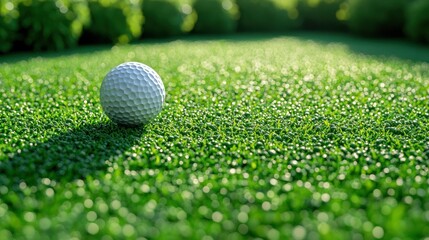 Golf ball on green practice putting area