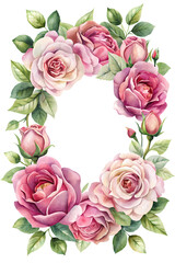Naklejka premium rose flowers border frame isolated on transparent background