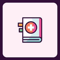 Obraz premium Stylized medical guide icon with cross symbol and pastel color scheme