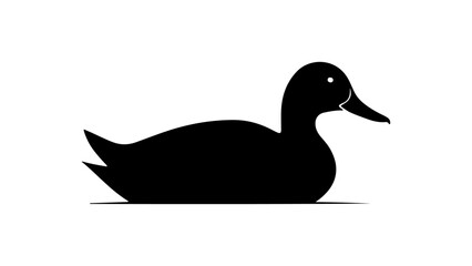 A black silhouette of a duck, depicted in a simple and artistic minimalist style, often used for design or illustration purposes, emphasizing clean lines
