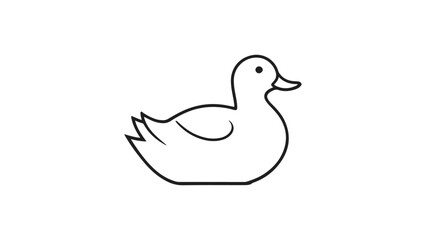 cute little duck outline shape illustration, cute fat duck sign icon with line art