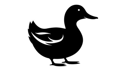 illustration of a simple duck shape silhouette vector, Silhouette of a Duck in Minimalist Black Design