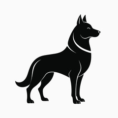 black dog silhouette isolated on white background