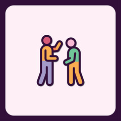 Communication and interaction concept shown with two stylized figures icon