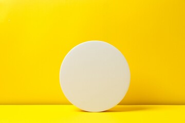 Pink podium on a yellow background