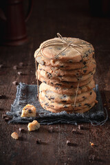 Sweet and crunchy vanilla cookies served with milk in bottle.